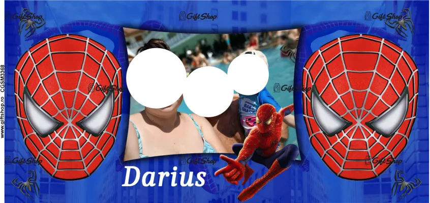 Spiderman, cana personalizata cu poza si text, 330ml, model 3368